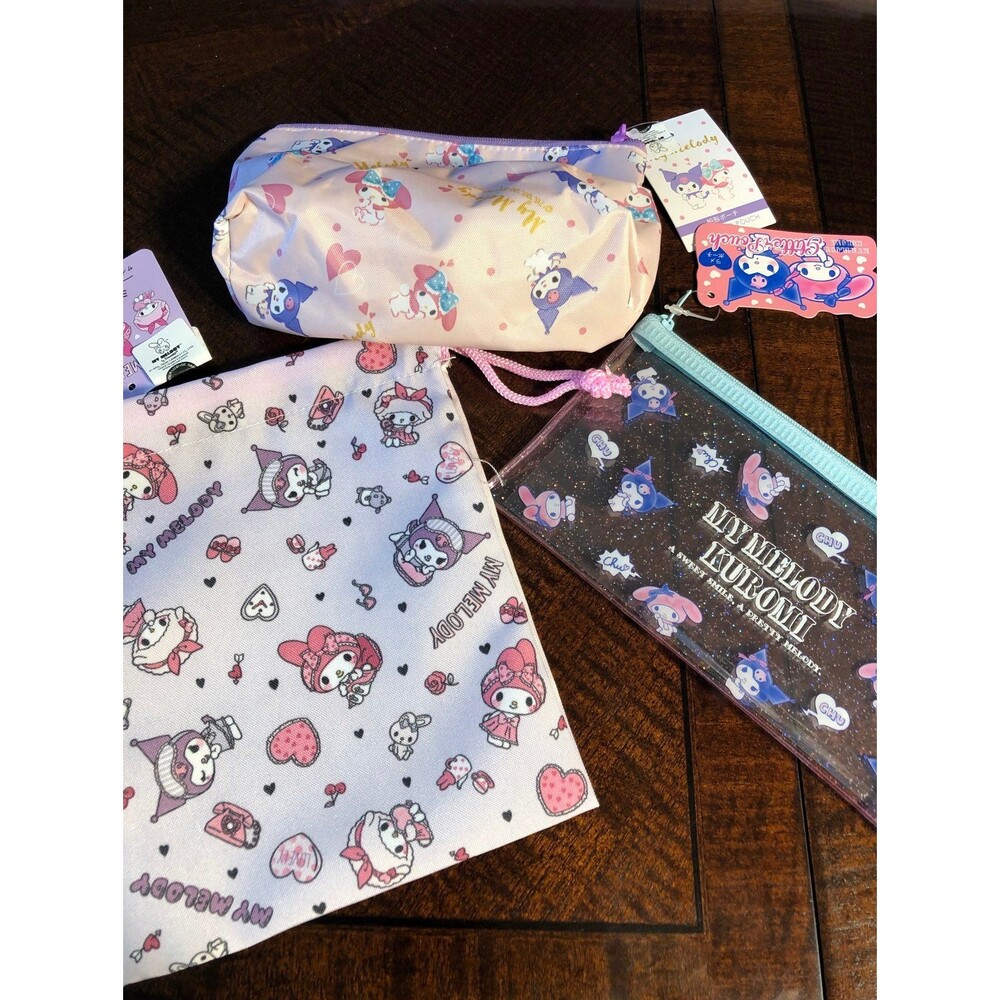 My Melody Kuromi cosmetic pouch bundle